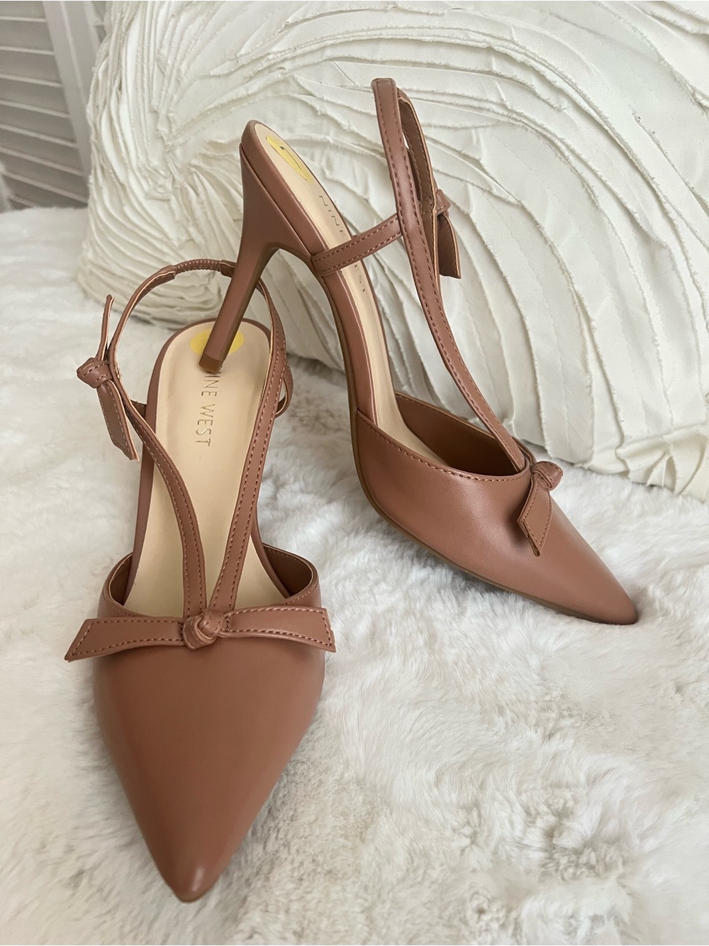 Nine West Pointed Slingback Heels in Brown Tan